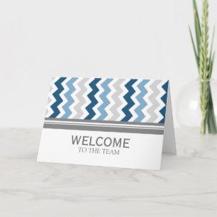Carte Blue Grey Chevron Employé Bienvenue à l'équipe