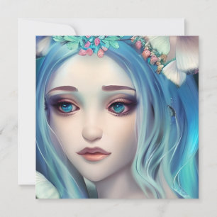 Carte Blue Haired Fairy   Art Imaginaire