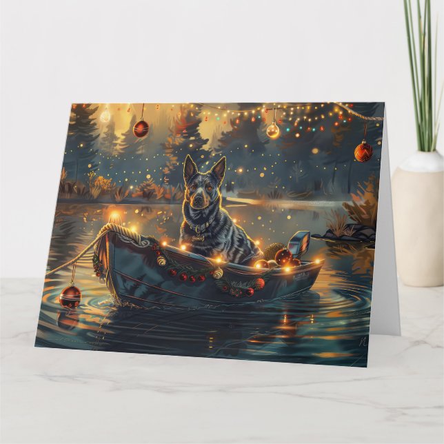 Carte Blue Heeler Noël Festive Voyage (Devant)