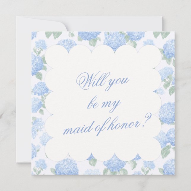 Carte Blue Hydrangea Bridesmaid Proposal Card (Devant)