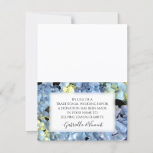 Carte Blue Hydrangea Mariage Charity Favoriser Card