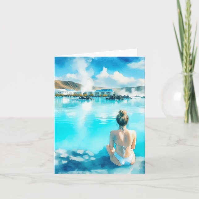 Carte Blue Lagoon Islande Aquarelle (Devant)