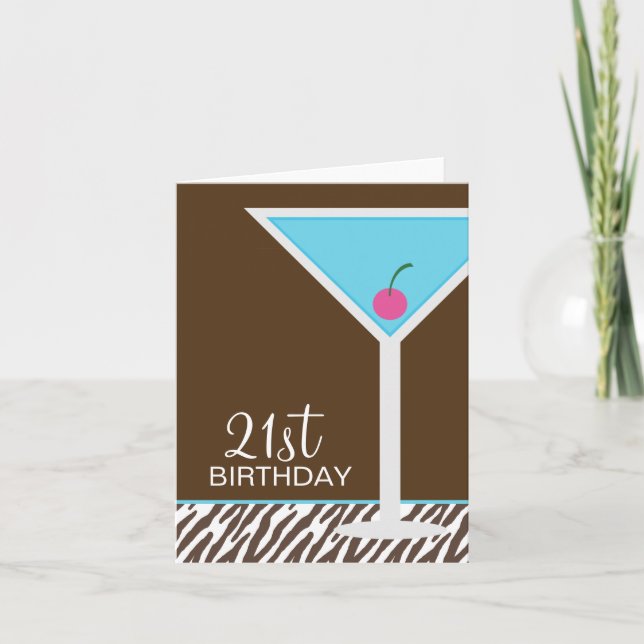 Carte Blue Martini et motif zèbre (Devant)