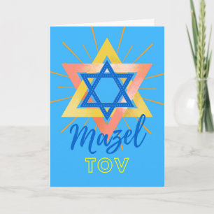 Carte Blue Mazel Tov Bold Colorée Star de David