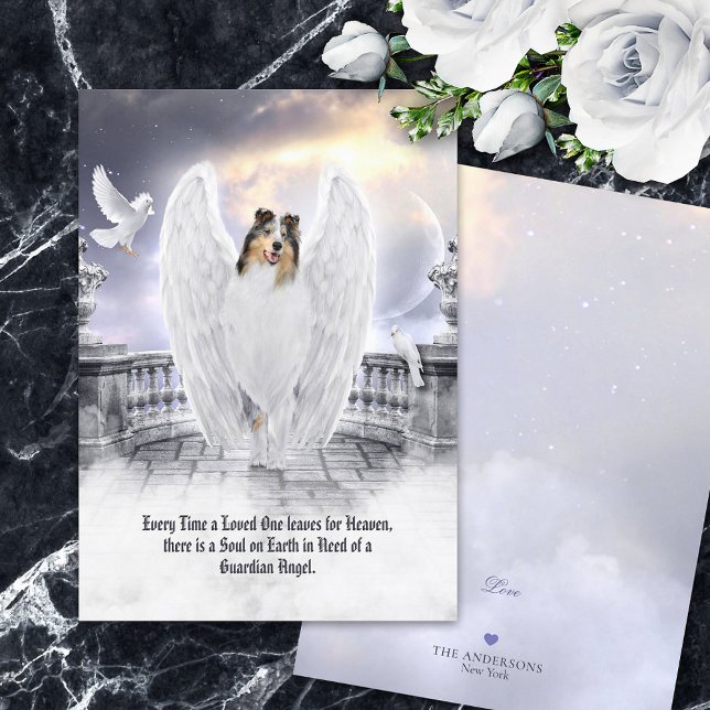 Carte Blue Merle Collie Angel - Pet Loss Sympathy Card (Créateur téléchargé)