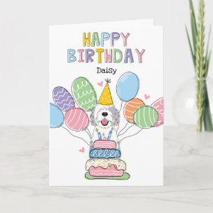 Carte Blue Merle Sheepadoodle Dog Joyeux Anniversaire
