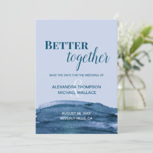 Carte Blue Modern Better Together aquarelle Mariage