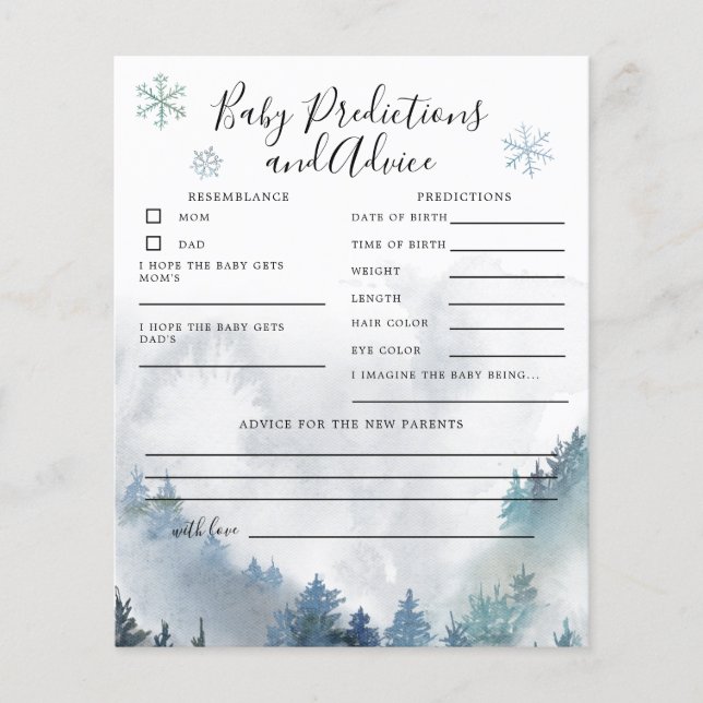 Carte Blue Mountain Baby Predictions & Conseils (Devant)