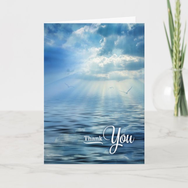 Carte Blue Oceanview Soleil et Merci Seaguls (Devant)