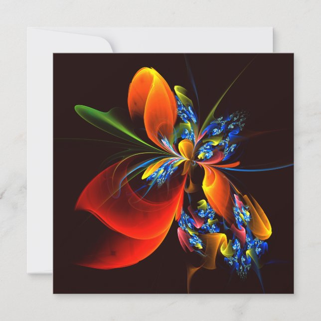 Carte Blue Orange Floral Moderne Art Abstrait Motif #03 (Devant)
