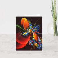 Blue Orange Floral Moderne Art Abstrait Motif #03