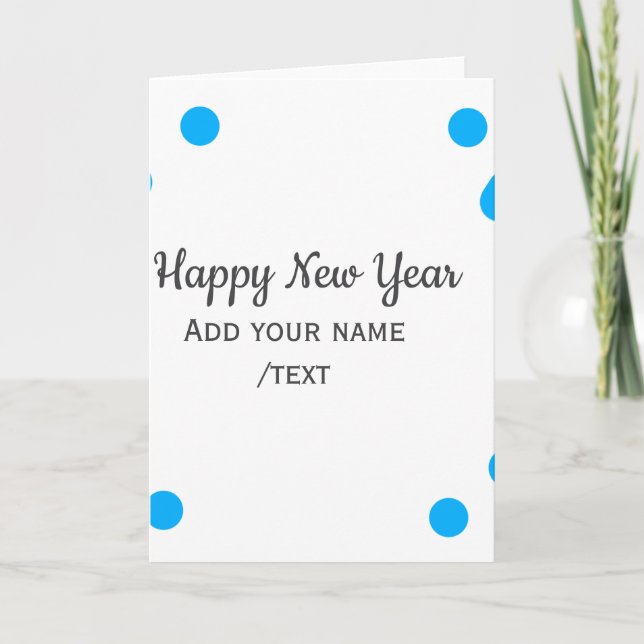 Carte Blue polkadots happy new year add name messasimple (Devant)