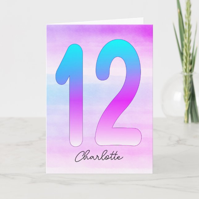 Carte Blue Purple Gradient 12e anniversaire (Devant)