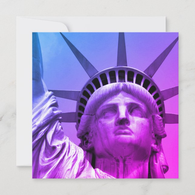 Carte Blue Purple Pop Art Statue de la Liberté New York (Devant)
