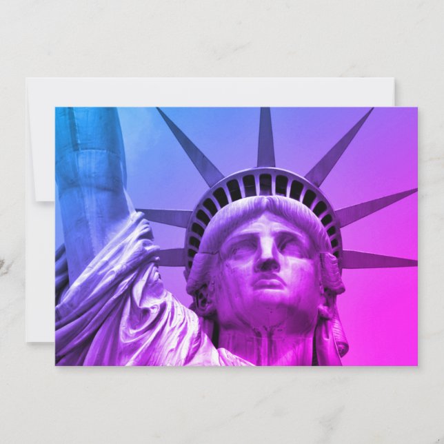 Carte Blue Purple Pop Art Statue de la Liberté New York (Devant)
