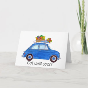 Carte Blue Retro Fiat 500 Get well