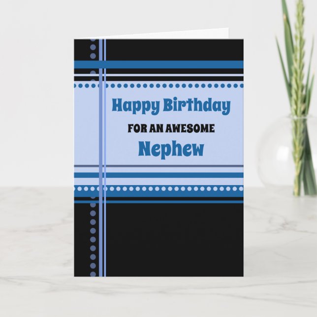 Carte Blue Retro Nephew Anniversaire (Devant)