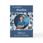 Blue Trendy Modern 1 Photo Grandson Anniversaire