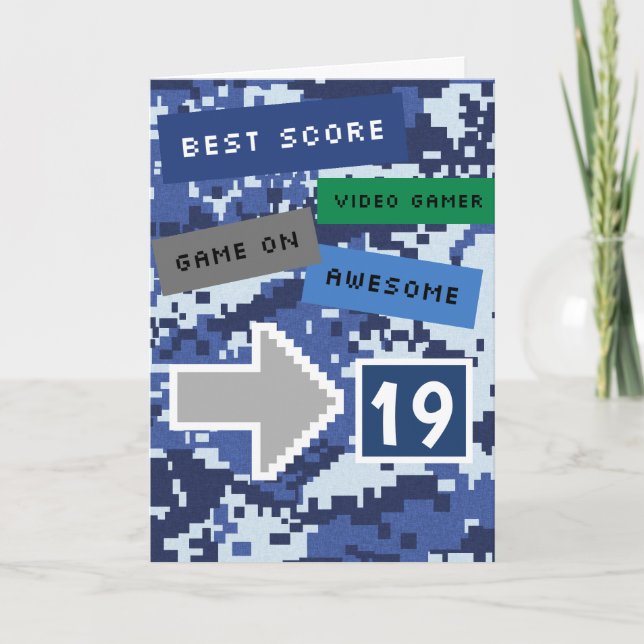 Carte Blue Video Gamer 19e anniversaire (Devant)