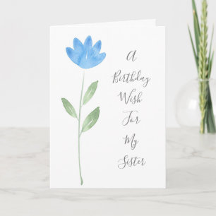 Carte Blue Watercolor Flower