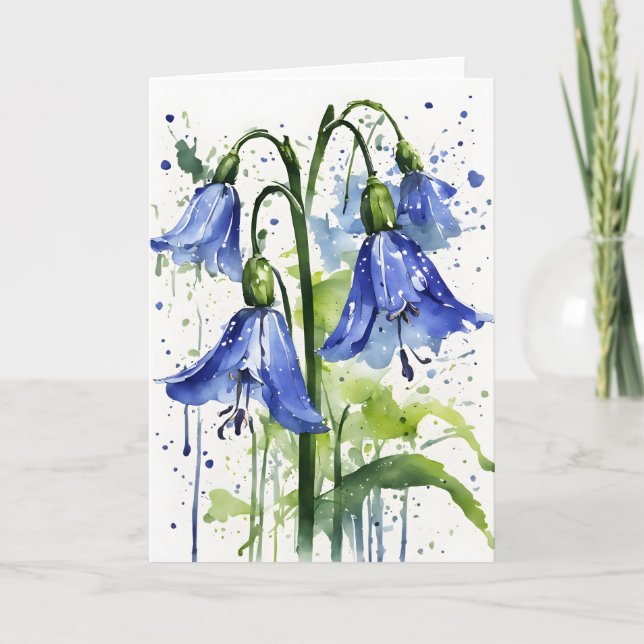 Carte Bluebell - Watercolor flowers (Devant)