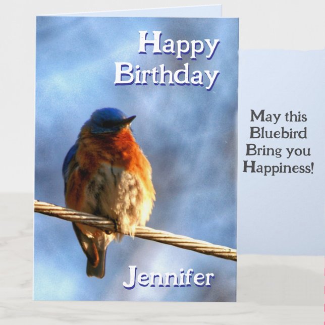 Carte Bluebird Happiness Photo Anniversaire (Créateur téléchargé)