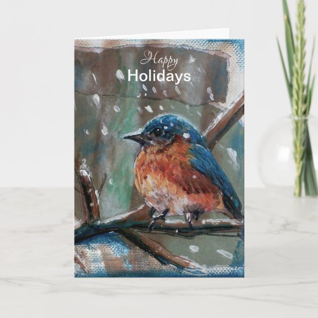 Carte Bluebird Neige hiver Joyeux vacances (Devant)