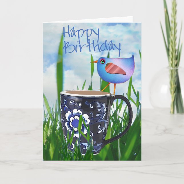 Carte Bluebird of Coffee Happiness Joyeux anniversaire (Devant)