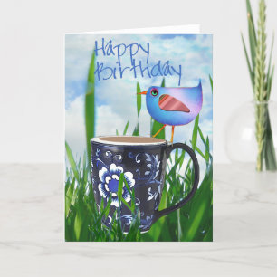 Carte Bluebird of Coffee Happiness Joyeux anniversaire