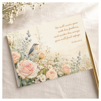 Carte Bluebird & Roses Psaume 91:4