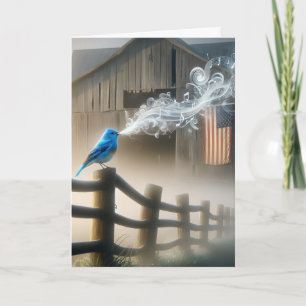Carte Bluebird Sur La Clôture Agricole