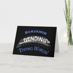 Carte Blues harmonica joueur flexion musicien humour