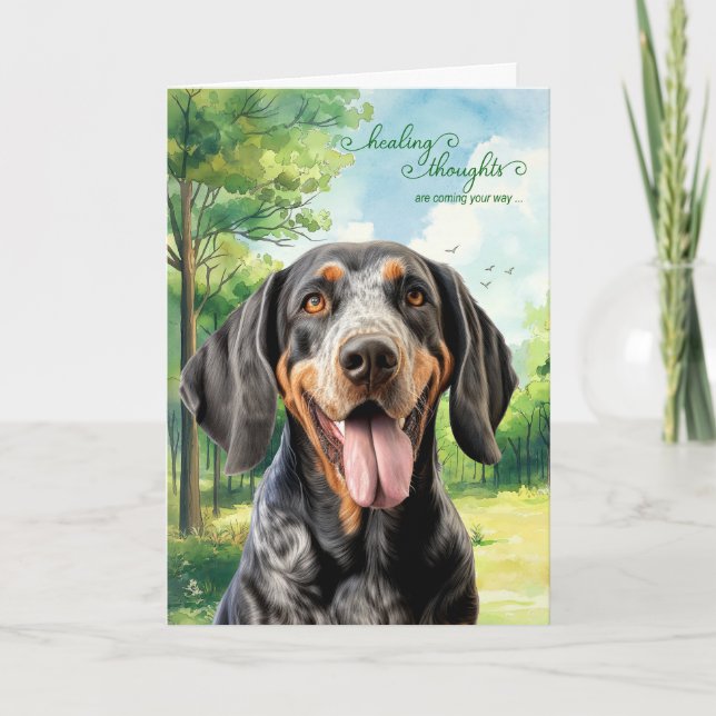 Carte Bluetick Coonhound Dog Country Meadow Get Well (Devant)