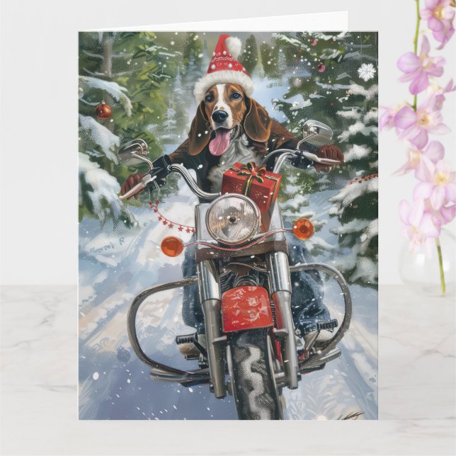 Carte Bluetick Coonhound Dog équitation Motorcycle Noël (Orchidée)