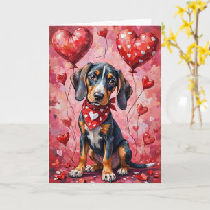 Carte Bluetick Coonhound Saint-Valentin Chien Assis