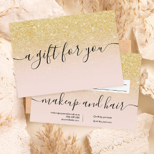 Carte Blush chic gold glitter ombre gift certificate