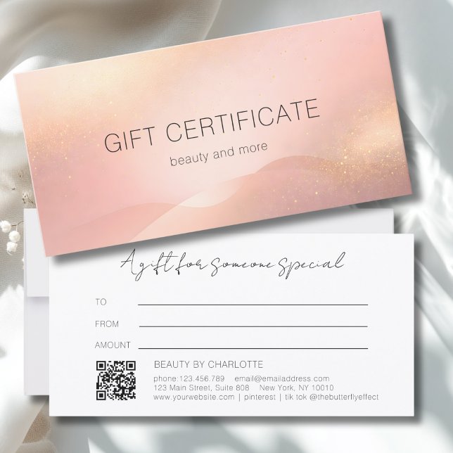 Carte Blush Gold Glow Gradient QR Code Gift Certificate (Blush Gold Glow Gradient QR Code Gift Certificate)