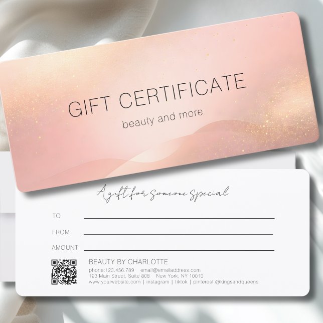 Carte Blush Gold Glow Gradient QR Code Gift Certificate (Blush Gold Glow Gradient QR Code Gift Certificate)