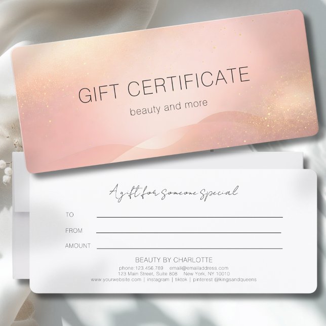 Carte Blush Gold Glow Gradient Salon Gift Certificate (Blush Gold Glow Gradient Salon Gift Certificate)
