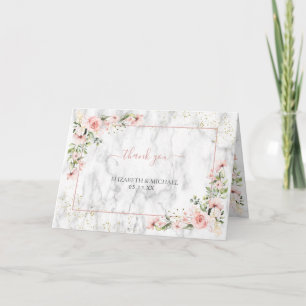 Carte Blush Gold Greenery Dusty Pink Floral Thank