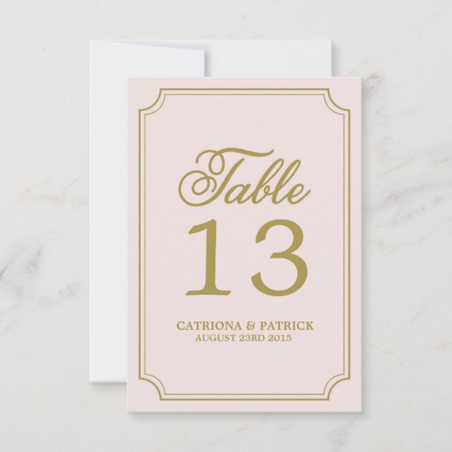 Carte Blush & Gold Whimsical Script Table Numéros (Devant)