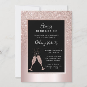 Carte Blush Parties scintillant Ombre 50e Anniversaire F