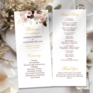 Carte Blush Peony & Gold Burgundy Floral Wedding Program