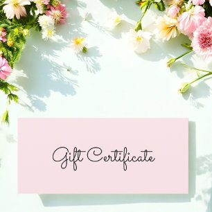 Carte Blush Pink Beauté Business Certificat cadeau