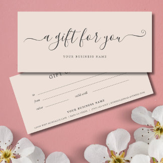 Carte Blush Pink Business Cadeau Certificat Simple