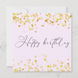 Carte Blush Pink Gold Glitter Happy Birthday