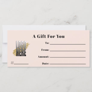 Carte Blush Pink Logo Certificat cadeau d'affaires