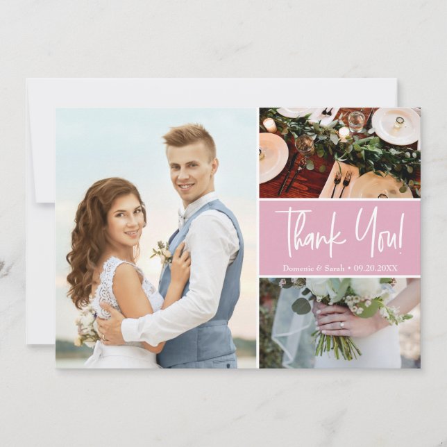 Carte Blush Pink Modern Mariage photo collage (Devant)