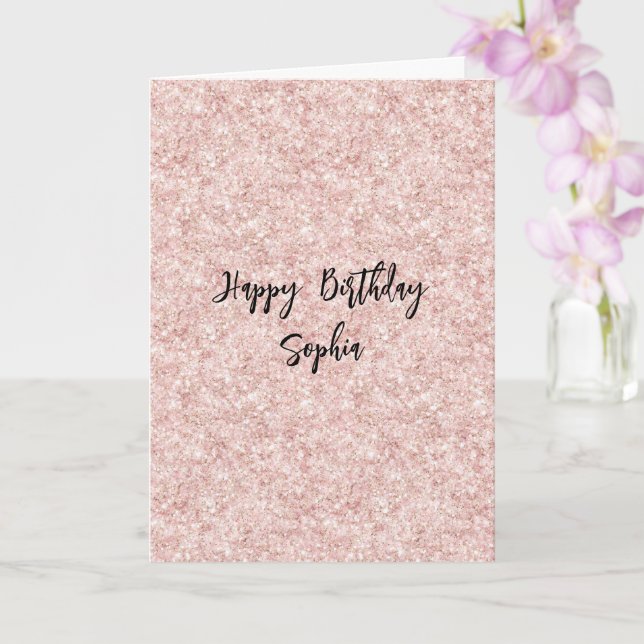 Carte Blush Pink Sparkle Glitter Birthday (Orchidée)