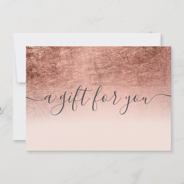 Carte Blush rose feuille or ombre certificat cadeau (Devant)